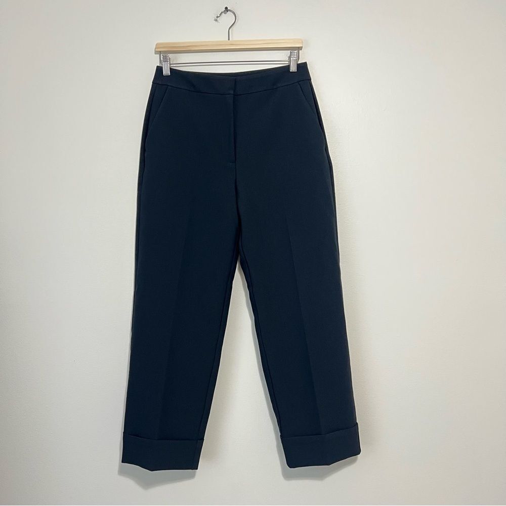 Abercrombie & Fitch High Rise Cuffed Tailored Straight Pants - Black Size 28R - Picture 2 of 8